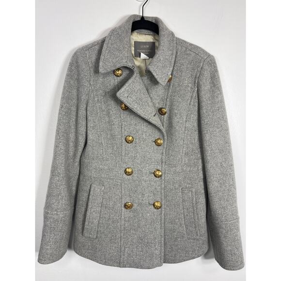 J. Crew Stadium Cloth Nello Gori Gray Wool Pea Winter Coat 4 Classic - Picture 3 of 6